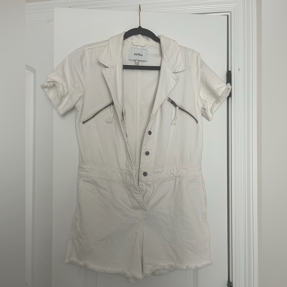 Pistola white denim romper